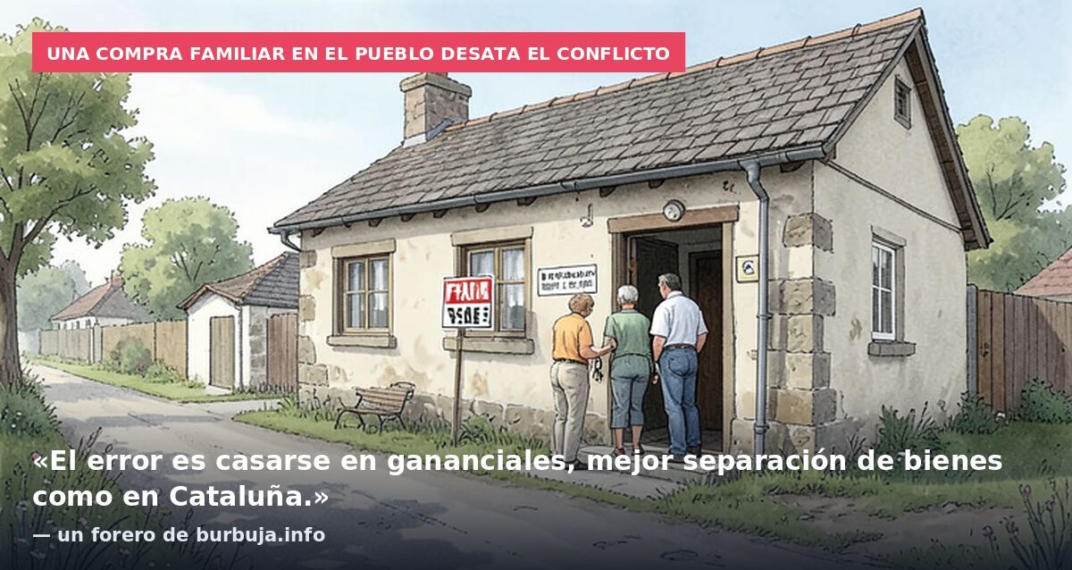 Una compra familiar en el pueblo desata el conflicto: «El error es casarse en gananciales, mejor separación de bienes como en Cataluña.» — un forero de burbuja.info