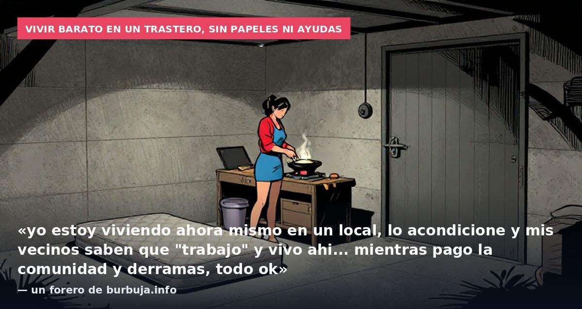Vivir barato en un trastero, sin papeles ni ayudas: «yo estoy viviendo ahora mismo en un local, lo acondicione y mis vecinos saben que "trabajo" y vivo ahi... mientras pago la comunidad y derramas, todo ok» — un forero de burbuja.info