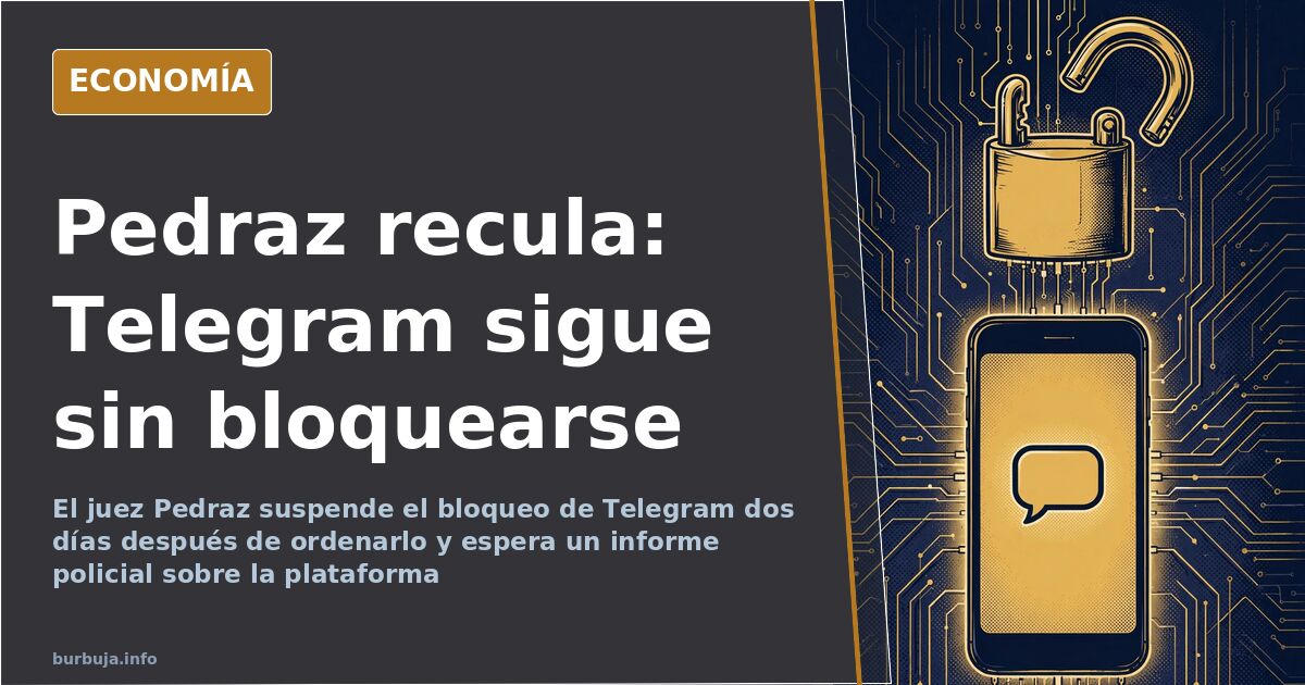 Sello judicial sobre el icono de una aplicación de mensajería, con cables de red y símbolos de conexión cifrada al fondo