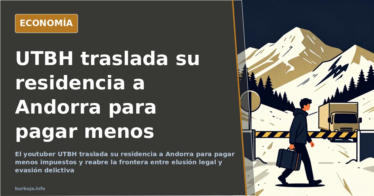 Maleta y ordenador portátil sobre un mapa de los Pirineos, ilustrando la residencia fiscal en Andorra