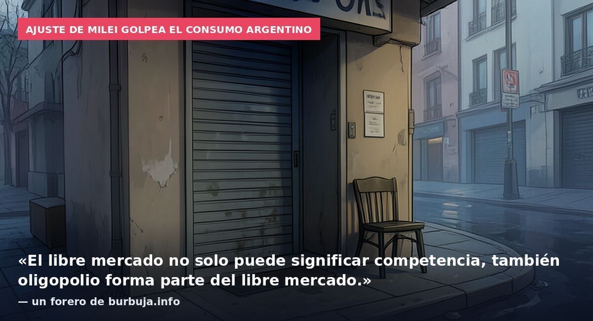 Ajuste de Milei golpea el consumo argentino: «El libre mercado no solo puede significar competencia, también oligopolio forma parte del libre mercado.» — un forero de burbuja.info