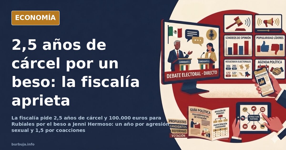 Ilustración editorial de un gesto público entre un hombre y una mujer bajo la sombra de una balanza judicial
