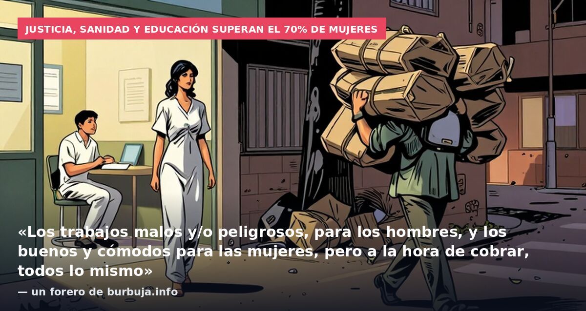 Justicia, sanidad y educación superan el 70% de mujeres: «Los trabajos malos y/o peligrosos, para los hombres, y los buenos y cómodos para las mujeres, pero a la hora de cobrar, todos lo mismo» — un forero de burbuja.info