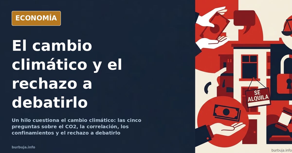 Ilustración de un debate sobre cambio climático con mensajes que piden un artículo científico que lo demuestre