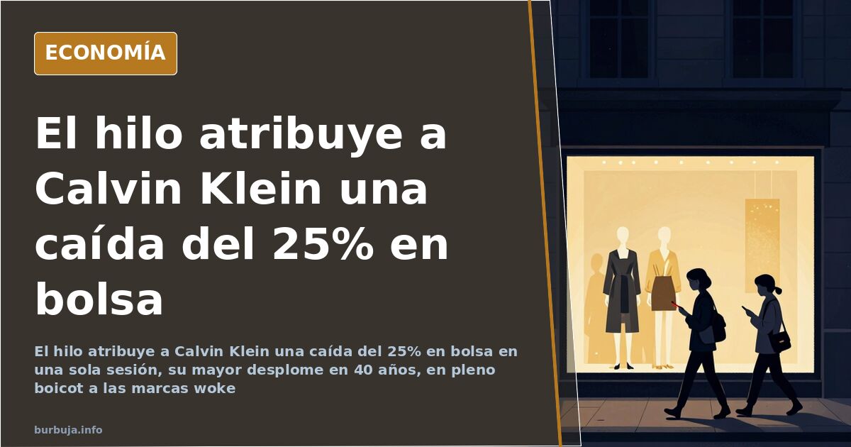 Prendas de ropa apiladas en una tienda con una línea descendente que ilustra la supuesta caída en bolsa de Calvin Klein