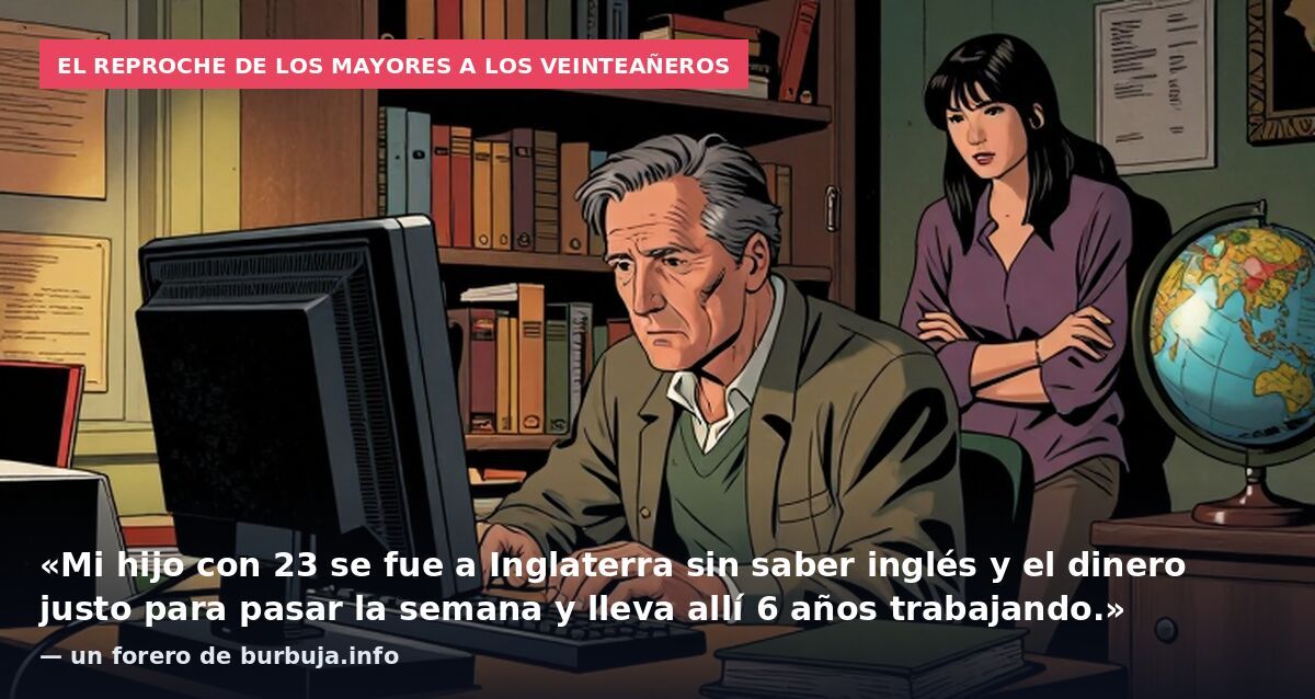 El reproche de los mayores a los veinteañeros: «Mi hijo con 23 se fue a Inglaterra sin saber inglés y el dinero justo para pasar la semana y lleva allí 6 años trabajando.» — un forero de burbuja.info