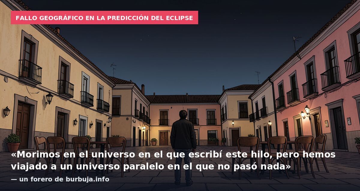 Fallo geográfico en la predicción del eclipse: «Morimos en el universo en el que escribí este hilo, pero hemos viajado a un universo paralelo en el que no pasó nada» — un forero de burbuja.info