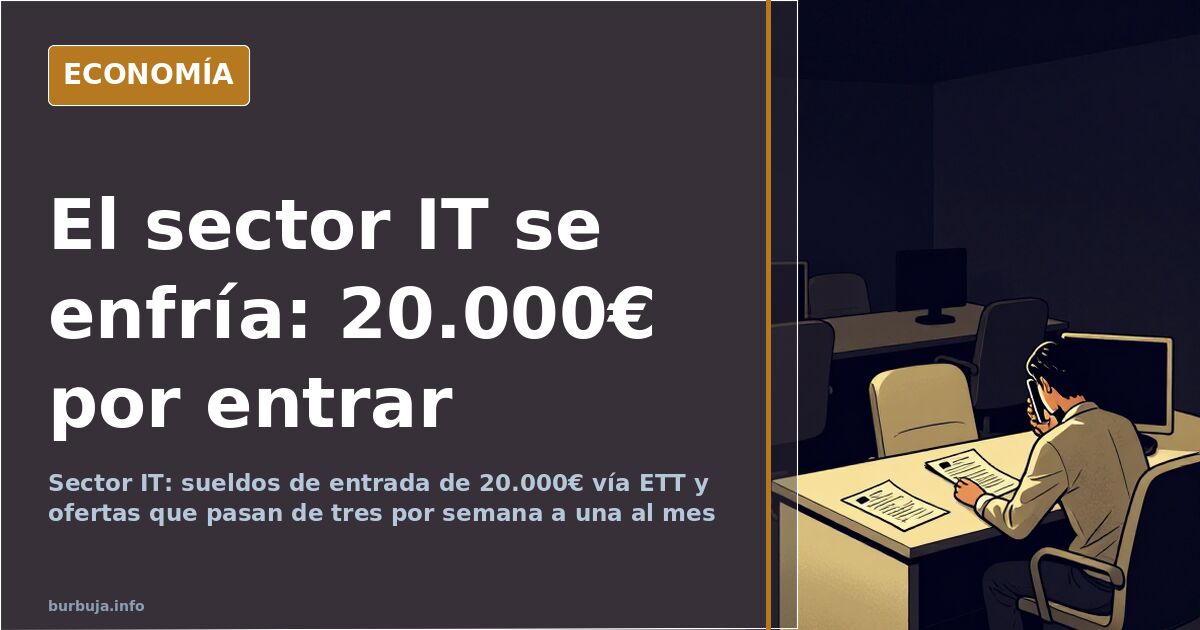 Sala de servidores con sillas de oficina vacías y una pila de currículos encima de una mesa, ilustrando la caída de ofertas e