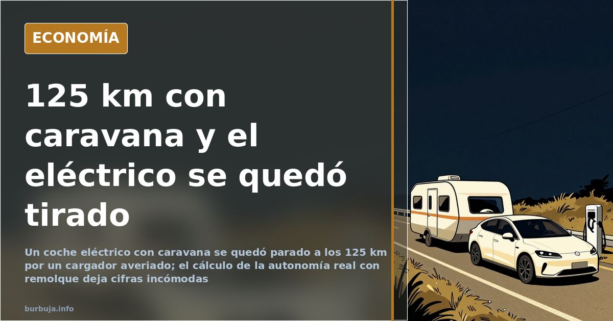Turismo eléctrico con una caravana enganchada en la carretera