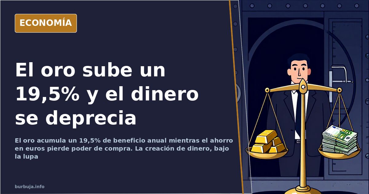El oro sube un 19,5% anual mientras el dinero pierde valor