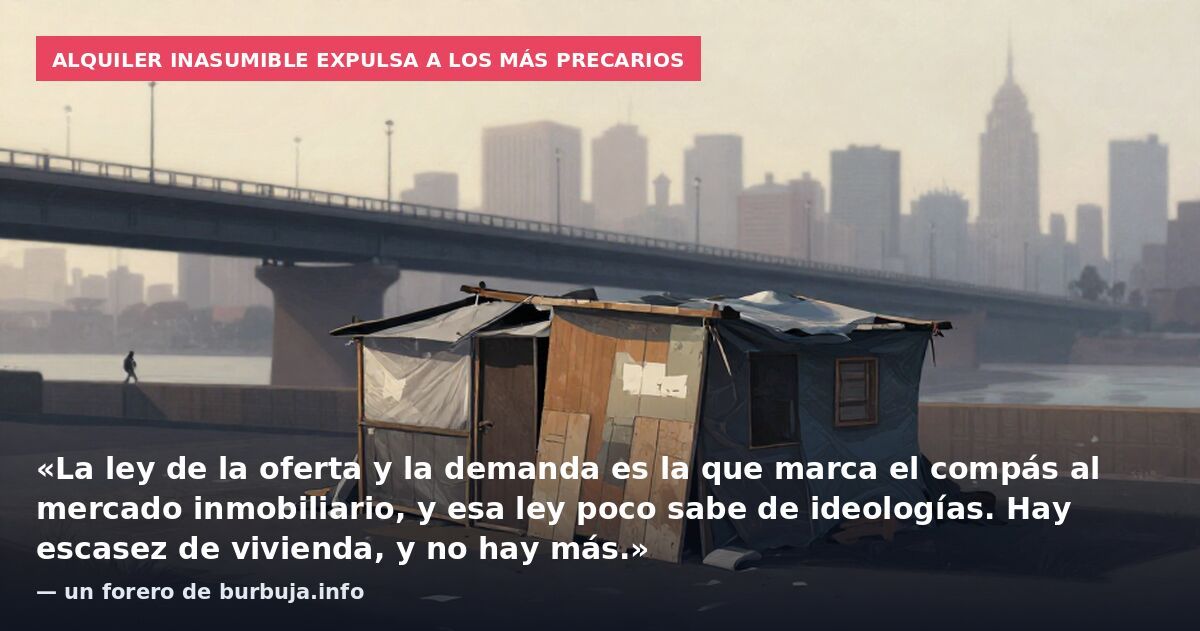 Alquiler inasumible expulsa a los más precarios: «La ley de la oferta y la demanda es la que marca el compás al mercado inmobiliario, y esa ley poco sabe de ideologías. Hay escasez de vivienda, y no hay más.» — un forero de burbuja.info