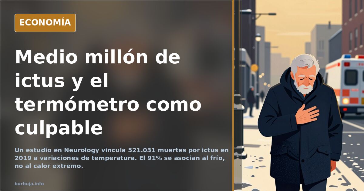 Ilustración editorial de un termómetro clínico junto a una silueta de cerebro humano sobre fondo azul marino y dorado