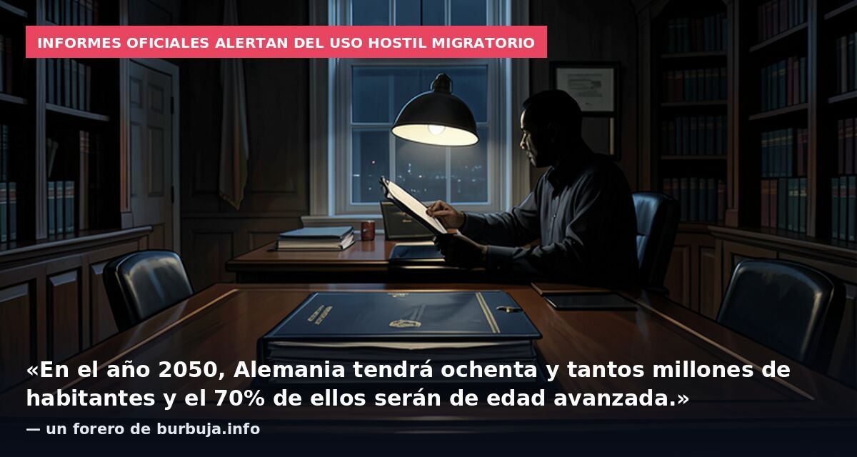 Informes oficiales alertan del uso hostil migratorio: «En el año 2050, Alemania tendrá ochenta y tantos millones de habitantes y el 70% de ellos serán de edad avanzada.» — un forero de burbuja.info