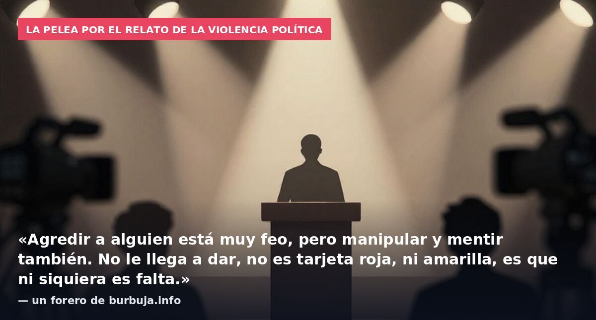 La pelea por el relato de la violencia política: «Agredir a alguien está muy feo, pero manipular y mentir también. No le llega a dar, no es tarjeta roja, ni amarilla, es que ni siquiera es falta.» — un forero de burbuja.info