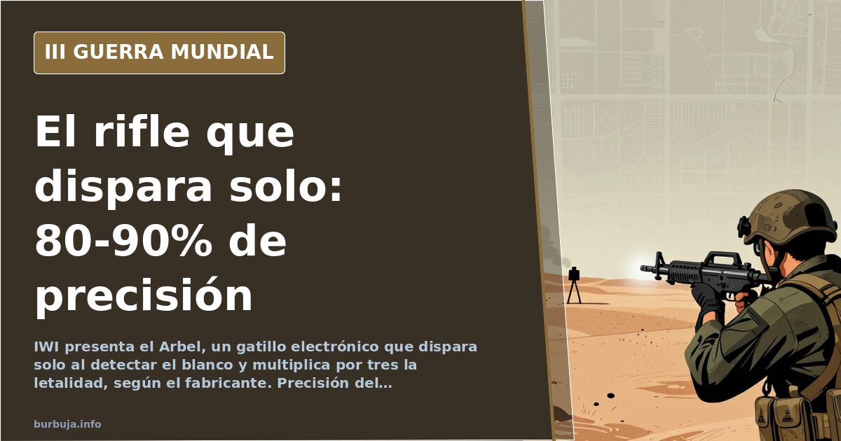 Silueta de un rifle de precisión con mira electrónica sobre un mapa desaturado y humo lejano en el horizonte