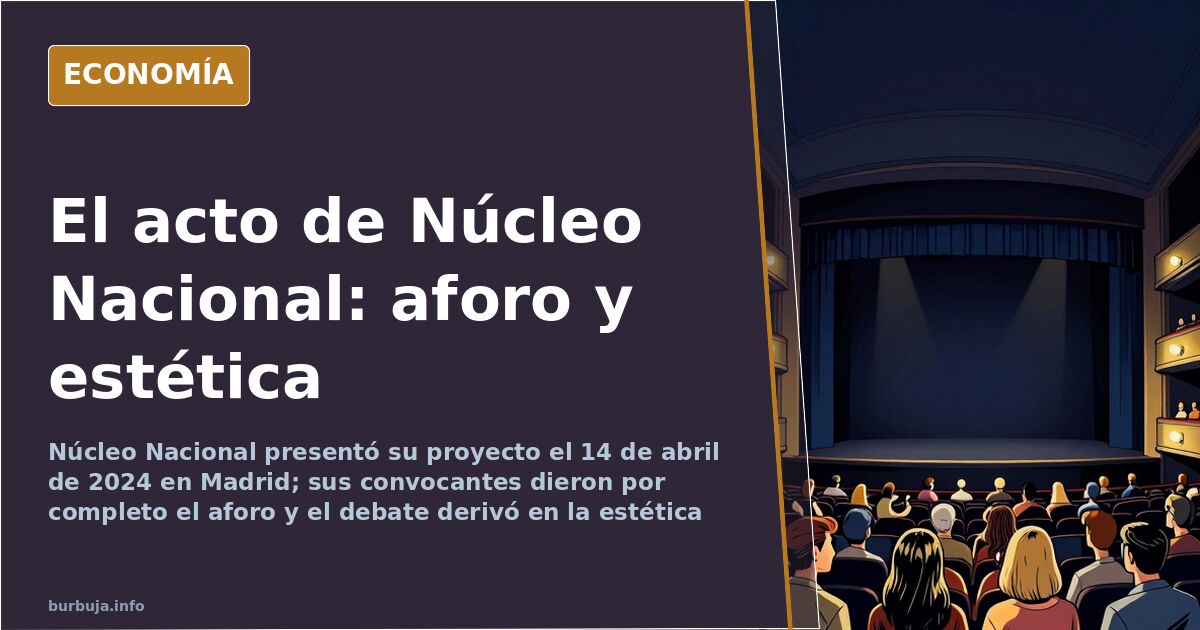 Sala de un acto de presentación en Madrid con asistentes y una mesa de ponentes de Núcleo Nacional, uno de ellos con pasamont