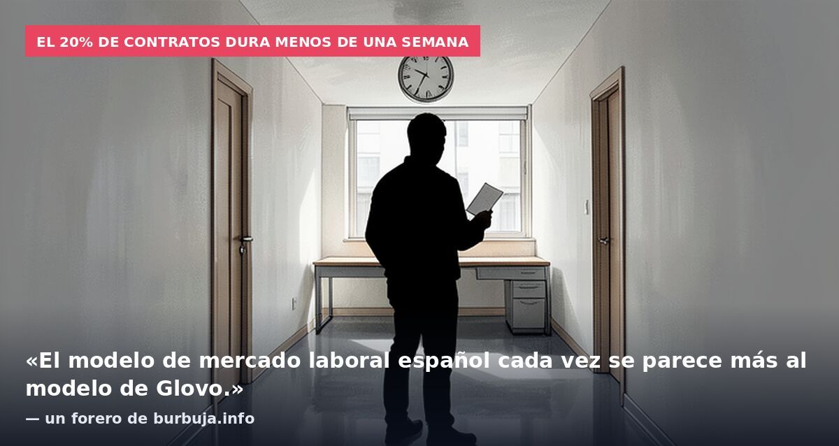 El 20% de contratos dura menos de una semana: «El modelo de mercado laboral español cada vez se parece más al modelo de Glovo.» — un forero de burbuja.info