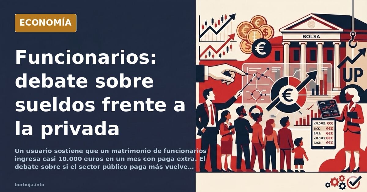 Ilustración editorial de dos siluetas frente a una balanza que compara sueldos públicos y privados