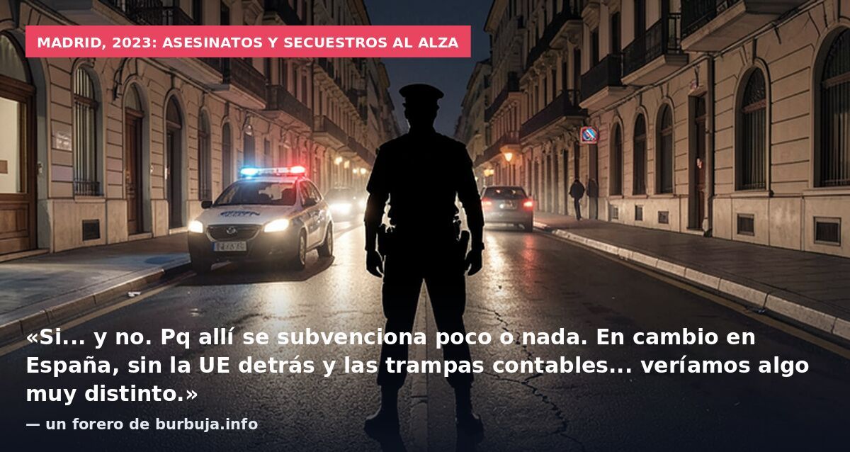 Madrid, 2023: asesinatos y secuestros al alza: «Si... y no. Pq allí se subvenciona poco o nada. En cambio en España, sin la UE detrás y las trampas contables... veríamos algo muy distinto.» — un forero de burbuja.info
