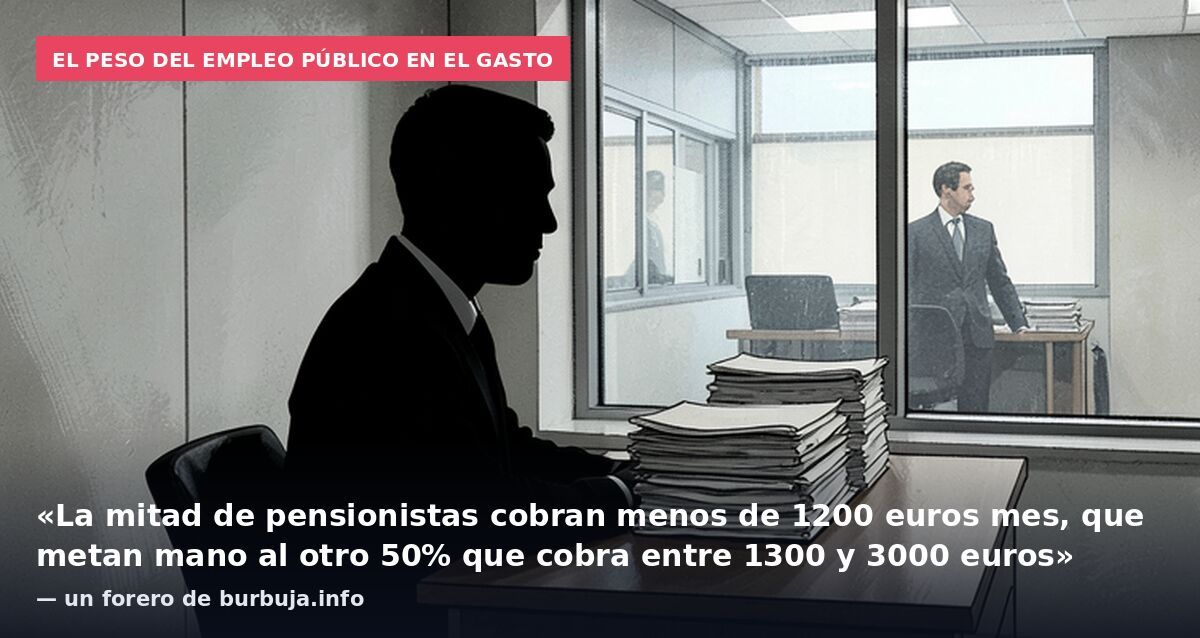 El peso del empleo público en el gasto: «La mitad de pensionistas cobran menos de 1200 euros mes, que metan mano al otro 50% que cobra entre 1300 y 3000 euros» — un forero de burbuja.info