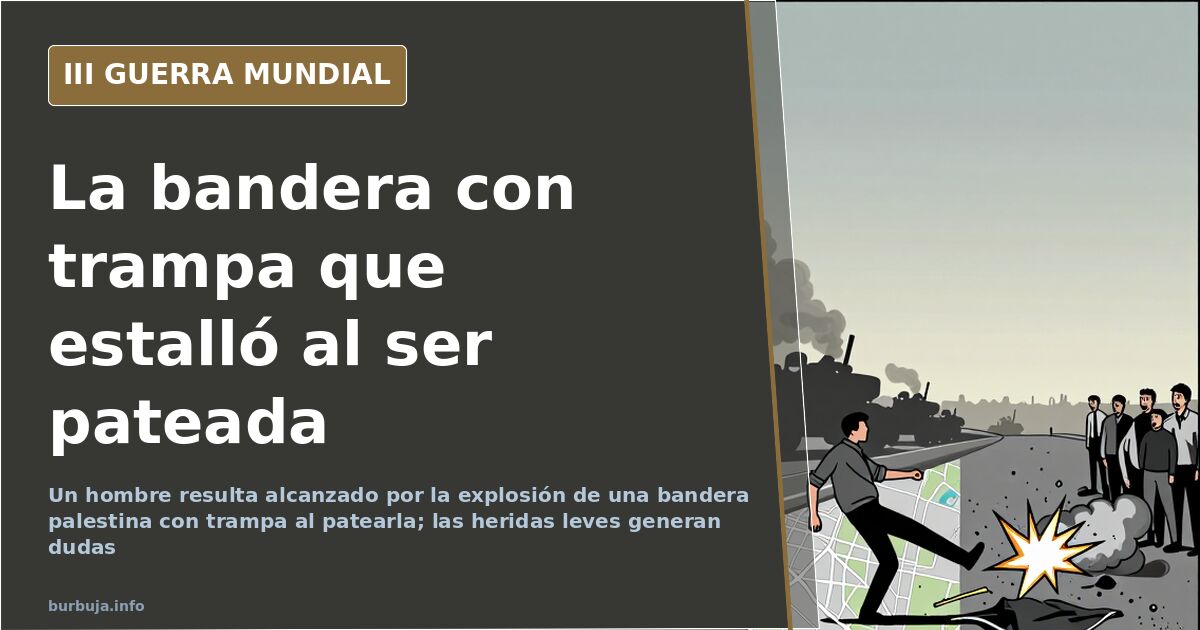 Patea una bandera palestina con trampa y la explosión lo lanza