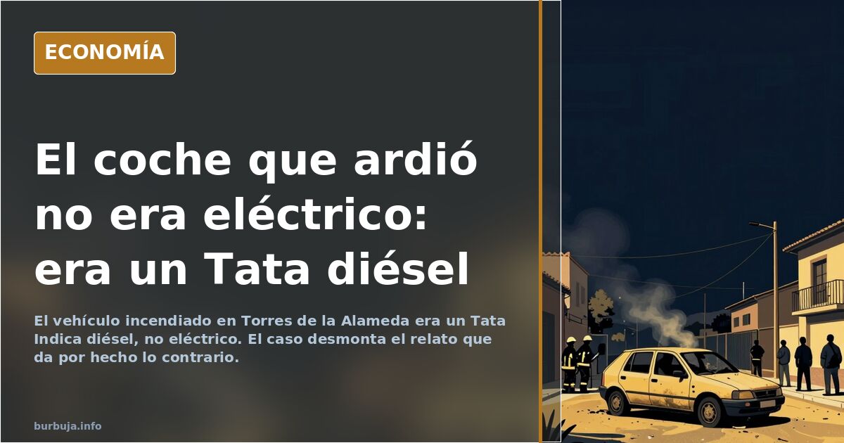 Un Tata diésel arde en un chalet y el bulo del coche eléctrico se desmonta