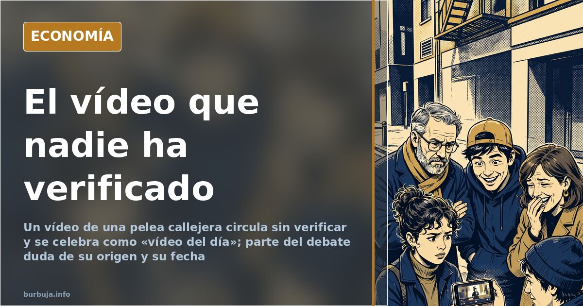 Escena callejera con personas alrededor de una pelea, ilustración de un vídeo sin verificar