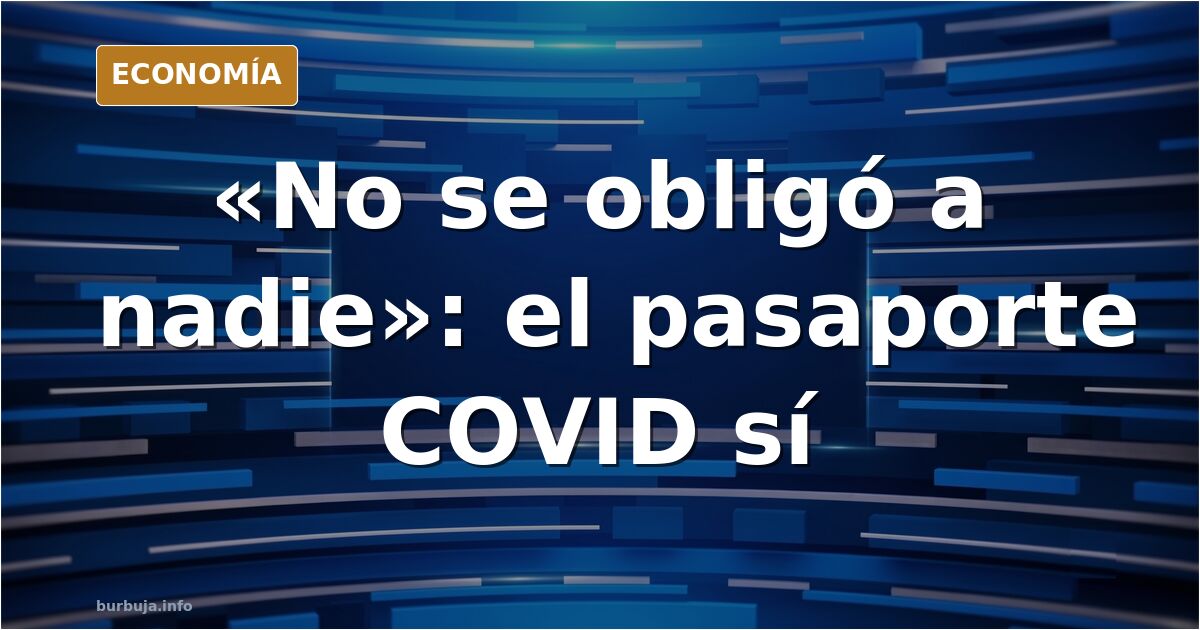 Ilustración editorial de un pasaporte COVID y una vacuna sobre fondo azul marino, símbolo del debate sobre la vacunación obli