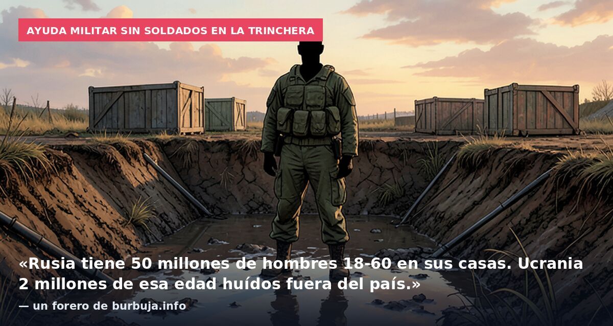 Ayuda militar sin soldados en la trinchera: «Rusia tiene 50 millones de hombres 18-60 en sus casas. Ucrania 2 millones de esa edad huídos fuera del país.» — un forero de burbuja.info