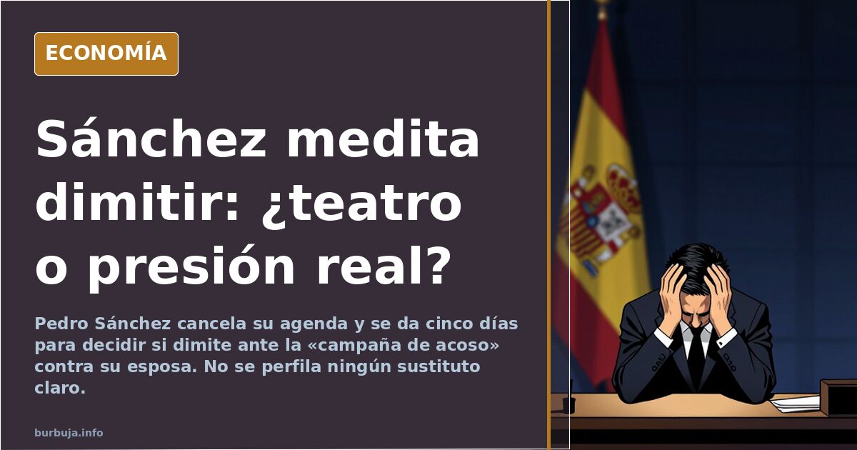 Sánchez medita dimitir tras la «campaña de acoso» a su esposa