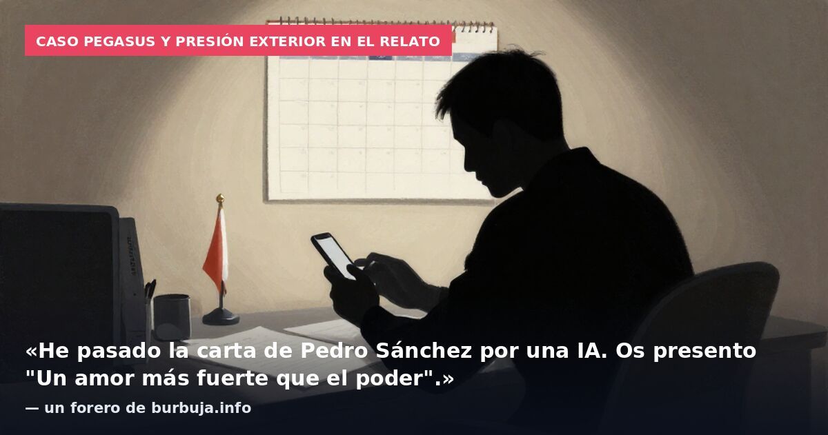 Caso Pegasus y presión exterior en el relato: «He pasado la carta de Pedro Sánchez por una IA. Os presento "Un amor más fuerte que el poder".» — un forero de burbuja.info