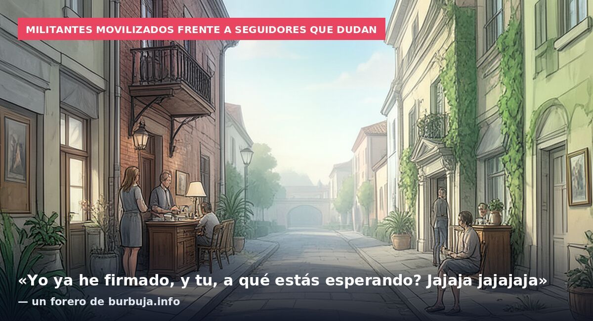 Militantes movilizados frente a seguidores que dudan: «Yo ya he firmado, y tu, a qué estás esperando? Jajaja jajajaja» — un forero de burbuja.info