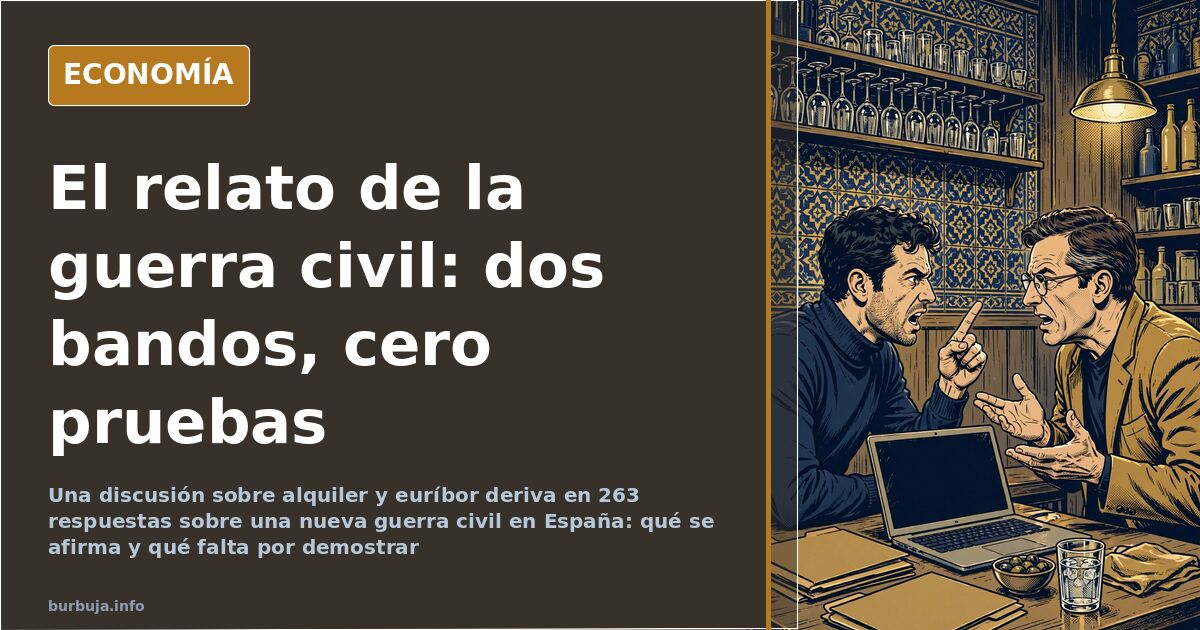 Ilustración editorial con un mapa de España sobre una mesa y fichas enfrentadas, símbolo del relato de una nueva guerra civil