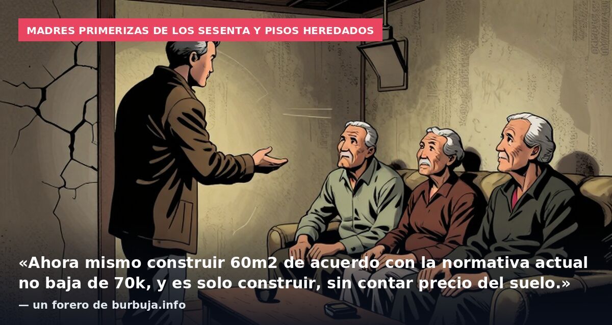Madres primerizas de los sesenta y pisos heredados: «Ahora mismo construir 60m2 de acuerdo con la normativa actual no baja de 70k, y es solo construir, sin contar precio del suelo.» — un forero de burbuja.info