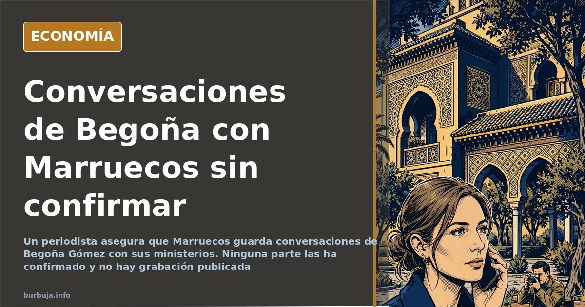 Composición editorial con un teléfono, un mapa de Marruecos y expedientes apilados sobre una mesa, en tonos azul marino y dor