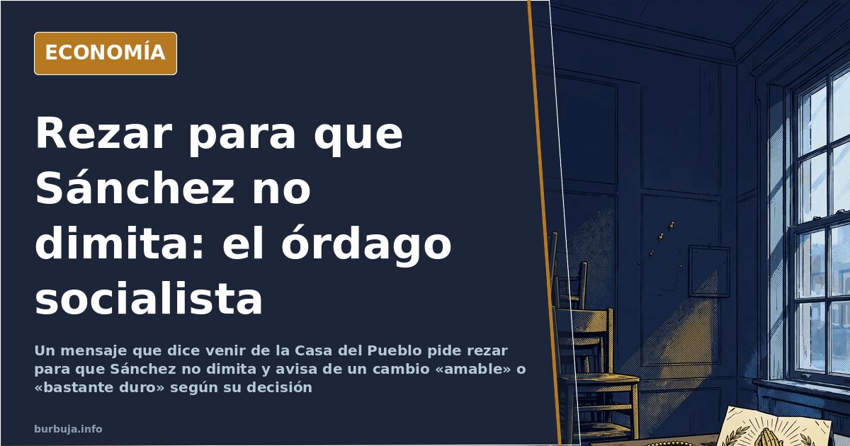 Sala de una sede política de barrio con sillas apiladas, un rosario sobre la mesa y un cartel que pide rezar para que Sánchez