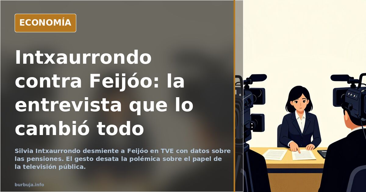 Silvia Intxaurrondo en el plató de TVE durante la entrevista a Feijóo