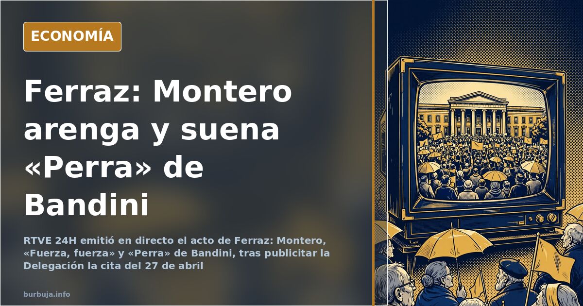 Pantalla de televisión con la emisión en directo de la concentración en la calle Ferraz y asistentes de edad avanzada con ban