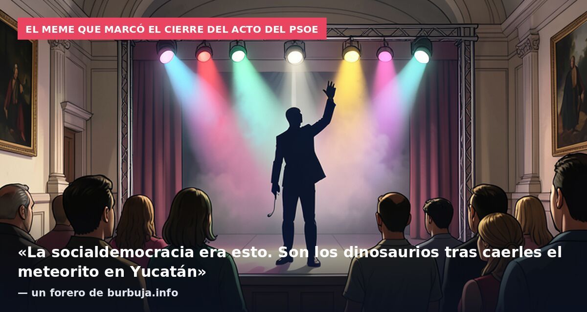 El meme que marcó el cierre del acto del PSOE: «La socialdemocracia era esto. Son los dinosaurios tras caerles el meteorito en Yucatán» — un forero de burbuja.info