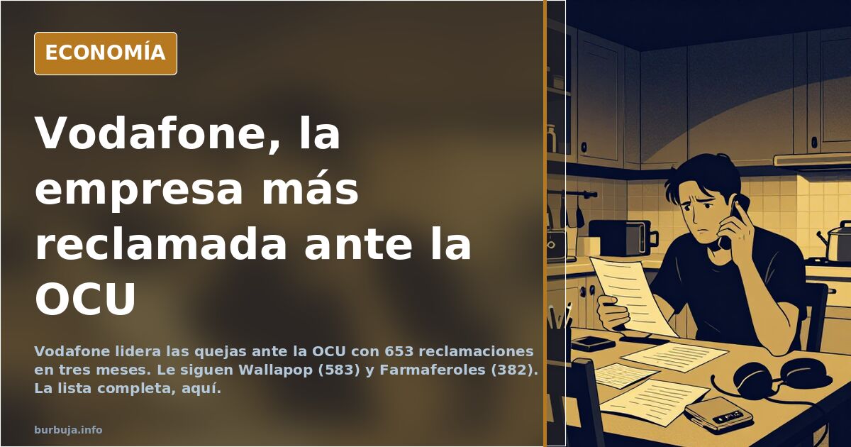 Vodafone lidera las quejas ante la OCU con 653 reclamaciones