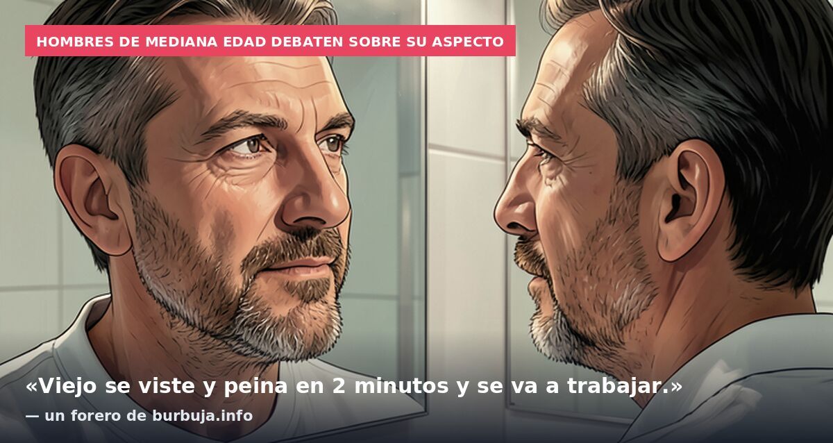 Hombres de mediana edad debaten sobre su aspecto: «Viejo se viste y peina en 2 minutos y se va a trabajar.» — un forero de burbuja.info