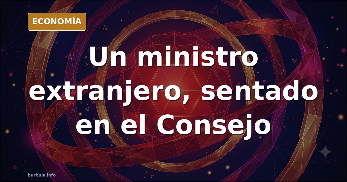 Ilustración editorial de una sala de consejo de ministros con una silla vacía reservada a un ministro extranjero