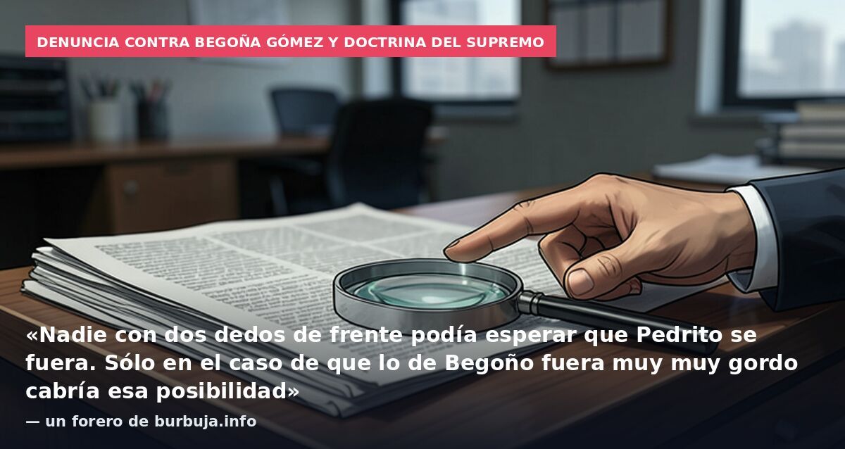 Denuncia contra Begoña Gómez y doctrina del Supremo: «Nadie con dos dedos de frente podía esperar que Pedrito se fuera. Sólo en el caso de que lo de Begoño fuera muy muy gordo cabría esa posibilidad» — un forero de burbuja.info