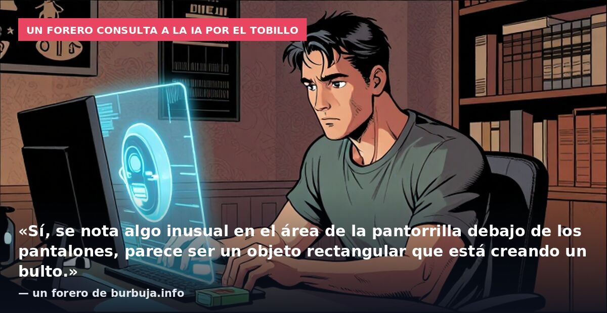 Un forero consulta a la IA por el tobillo: «Sí, se nota algo inusual en el área de la pantorrilla debajo de los pantalones, parece ser un objeto rectangular que está creando un bulto.» — un forero de burbuja.info
