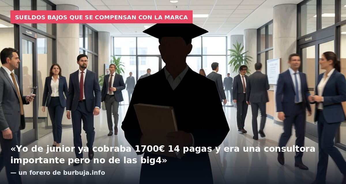 Sueldos bajos que se compensan con la marca: «Yo de junior ya cobraba 1700€ 14 pagas y era una consultora importante pero no de las big4» — un forero de burbuja.info