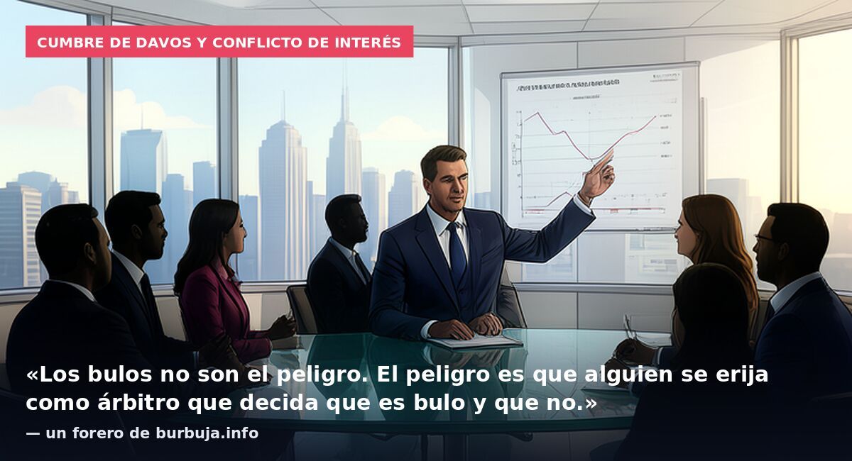 Cumbre de Davos y conflicto de interés: «Los bulos no son el peligro. El peligro es que alguien se erija como árbitro que decida que es bulo y que no.» — un forero de burbuja.info