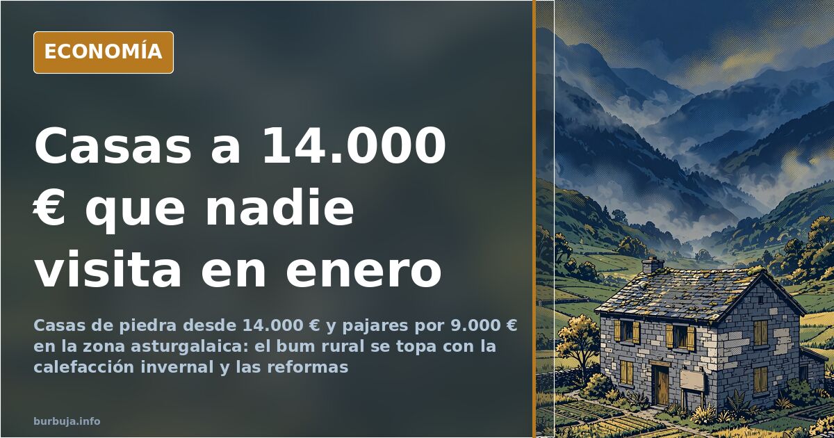 Casa de piedra con finca en un valle verde del norte, imagen de las casas de pueblo desde 14.000 euros de la zona asturgalaic