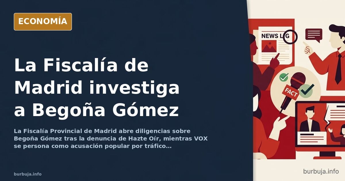 Ilustración editorial de la sede de la Fiscalía Provincial de Madrid con documentos judiciales sobre la mesa y balanza de la 
