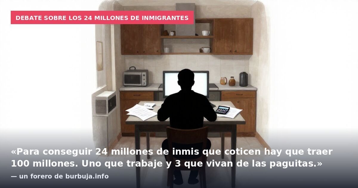 Debate sobre los 24 millones de inmigrantes: «Para conseguir 24 millones de inmis que coticen hay que traer 100 millones. Uno que trabaje y 3 que vivan de las paguitas.» — un forero de burbuja.info
