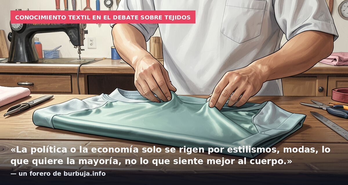 Conocimiento textil en el debate sobre tejidos: «La política o la economía solo se rigen por estilismos, modas, lo que quiere la mayoría, no lo que siente mejor al cuerpo.» — un forero de burbuja.info